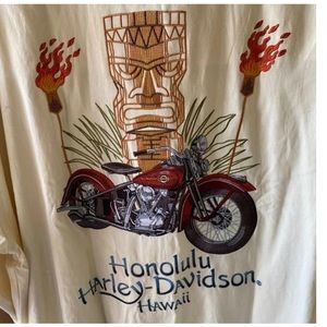 HARLEY-DAVIDSON HONOLULU Dealership Silk Blend TIKI EMBROIDERED CAMP SHIRT 3XL